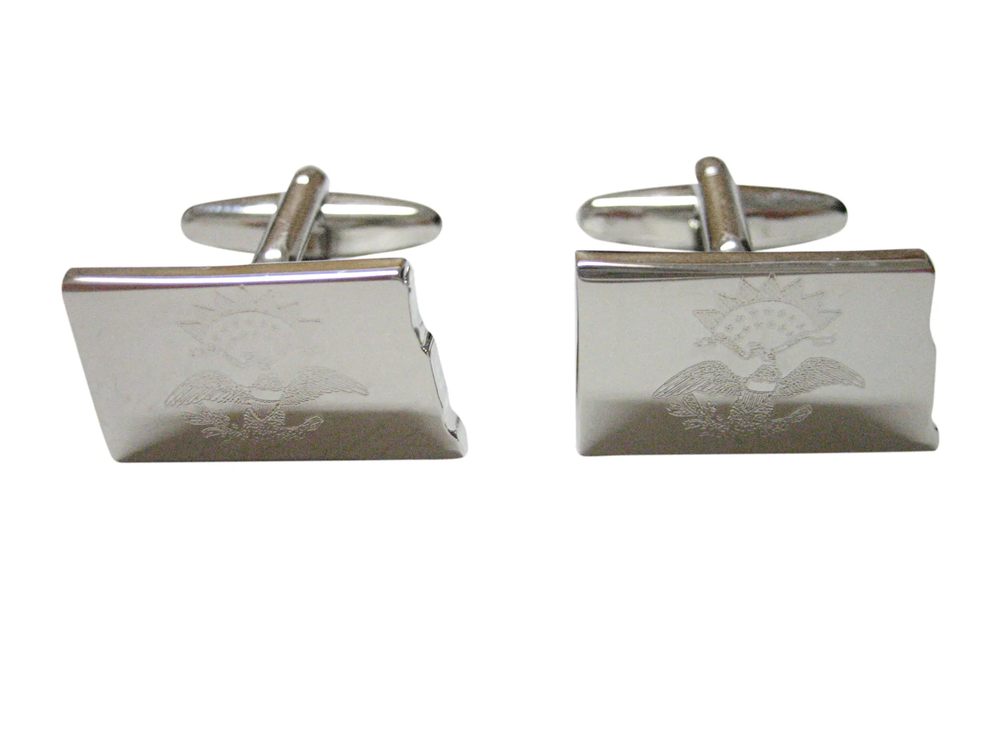 North Dakota State Map Shape and Flag Design Cufflinks