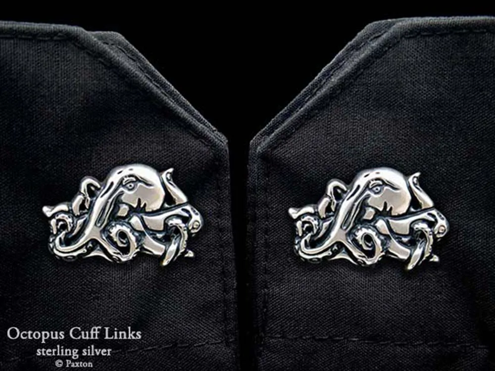 Octopus Cuff Links Sterling Silver