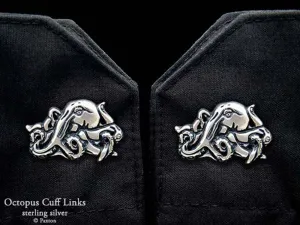 Octopus Cuff Links Sterling Silver