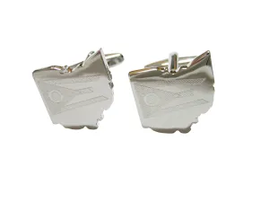 Ohio State Map Shape and Flag Design Cufflinks