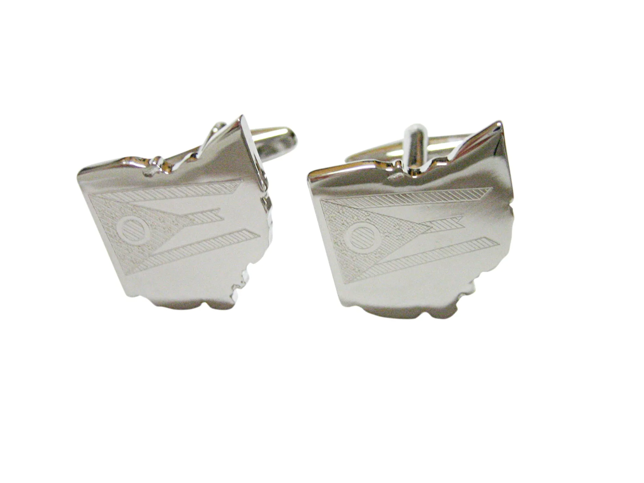 Ohio State Map Shape and Flag Design Cufflinks