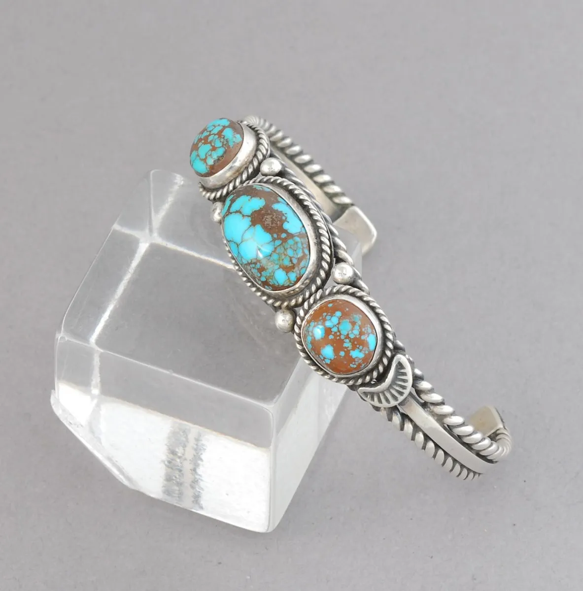 Old Style Cuff Bracelet with Old Persian Turquoise by LaRose Ganadonegro