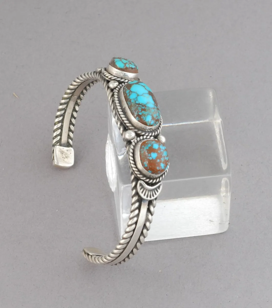 Old Style Cuff Bracelet with Old Persian Turquoise by LaRose Ganadonegro
