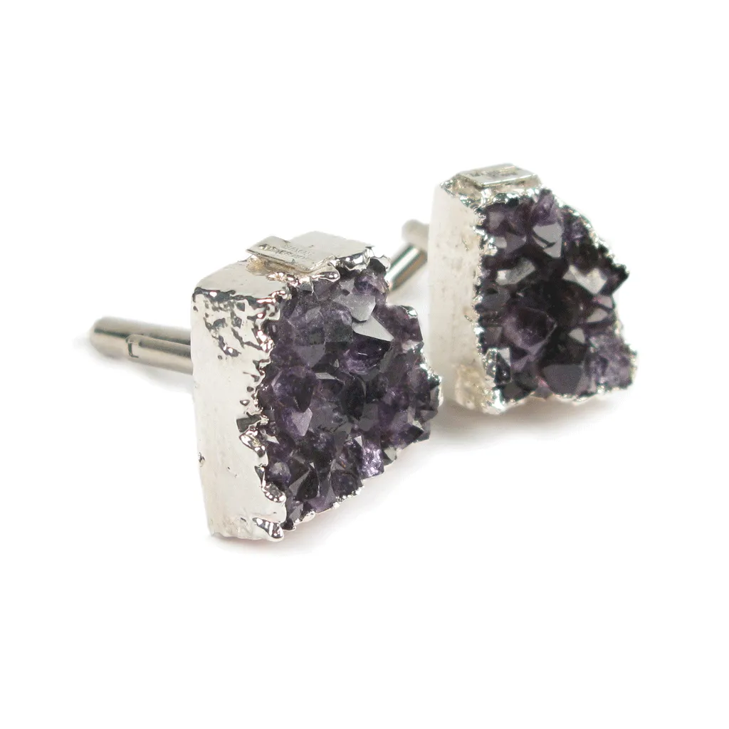 One-Of-A-Kind Brazilian Amethyst Geode Cufflinks