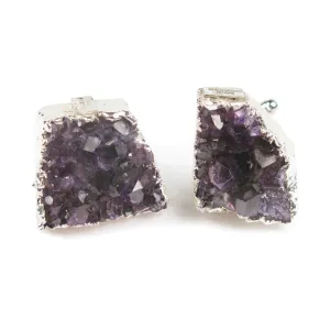 One-Of-A-Kind Brazilian Amethyst Geode Cufflinks