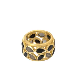 Onyx & Gray Moonstone Ring