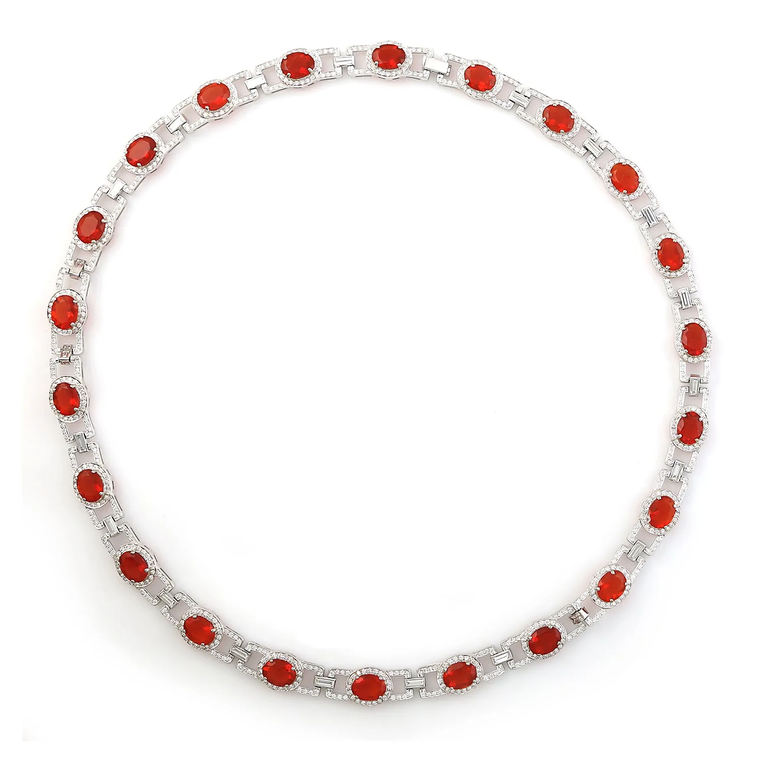 Opal Fire Diamond Beautiful Choker Necklace In 18k White Gold