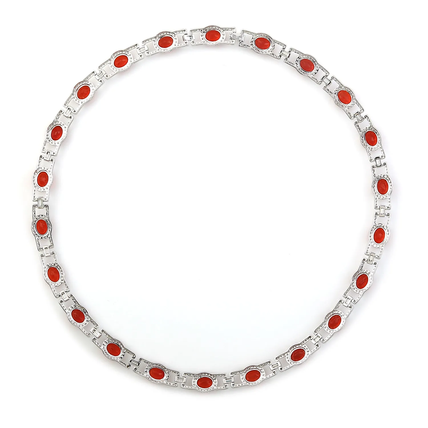 Opal Fire Diamond Beautiful Choker Necklace In 18k White Gold