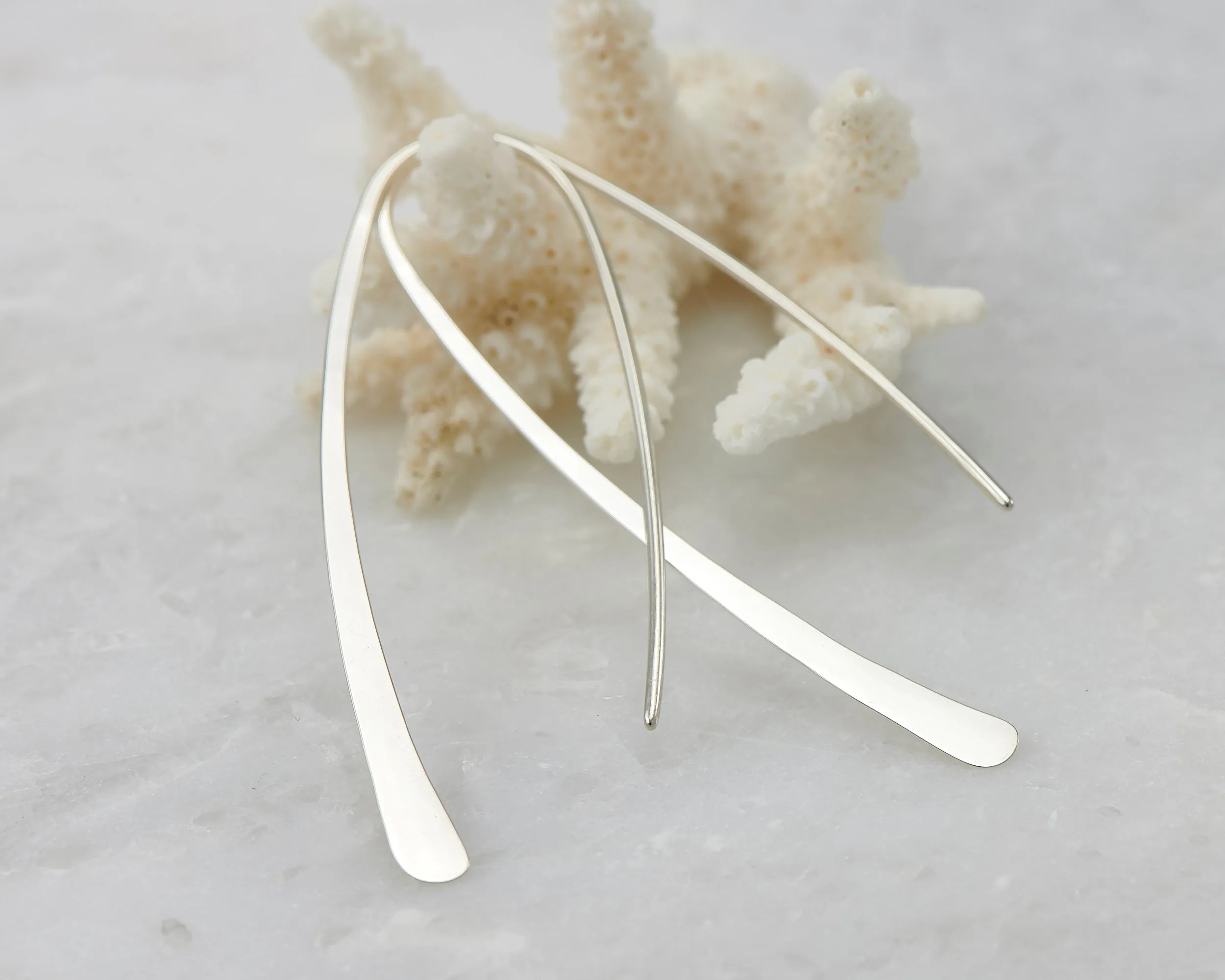 Open Hoop Silver Dangle Earrings