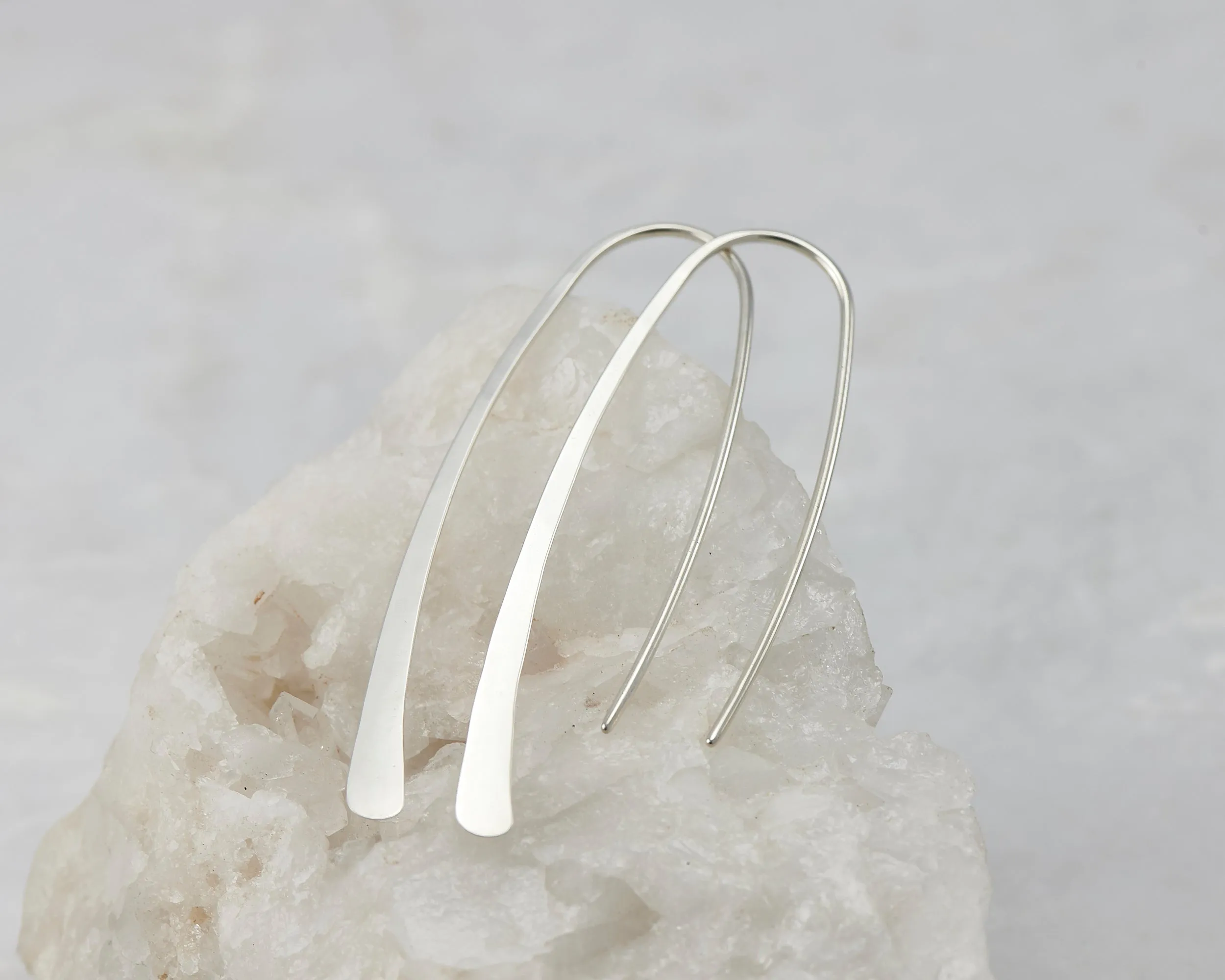 Open Hoop Silver Dangle Earrings