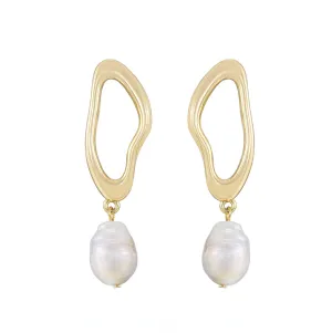 Open Link Pearl Drop Earrings