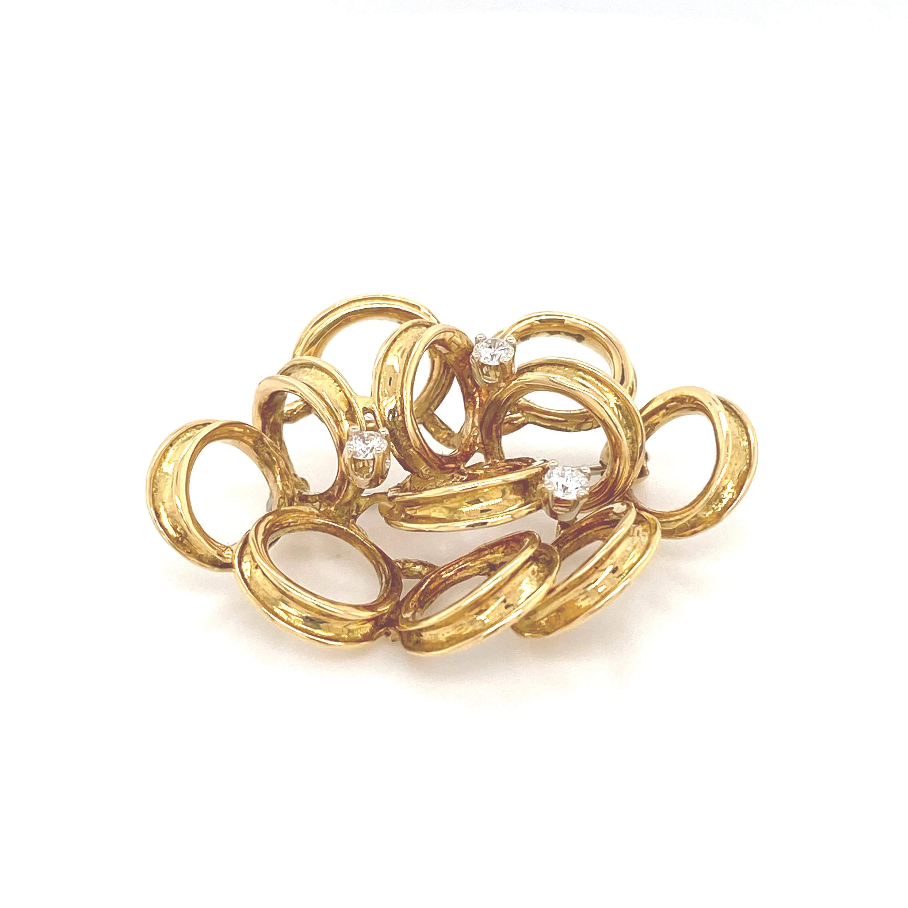 Open Loop Brooch  with Diamond