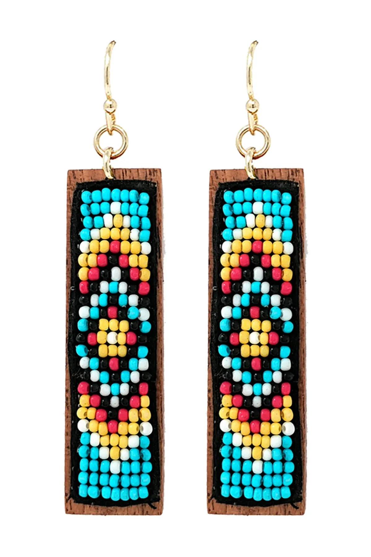 ORNAMENTAL SEED BEADS DROP EARRINGS