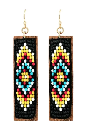 ORNAMENTAL SEED BEADS DROP EARRINGS