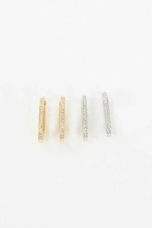 Oval Stone Hoop Earrings