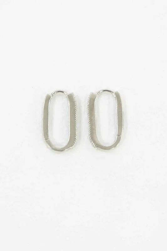 Oval Stone Hoop Earrings