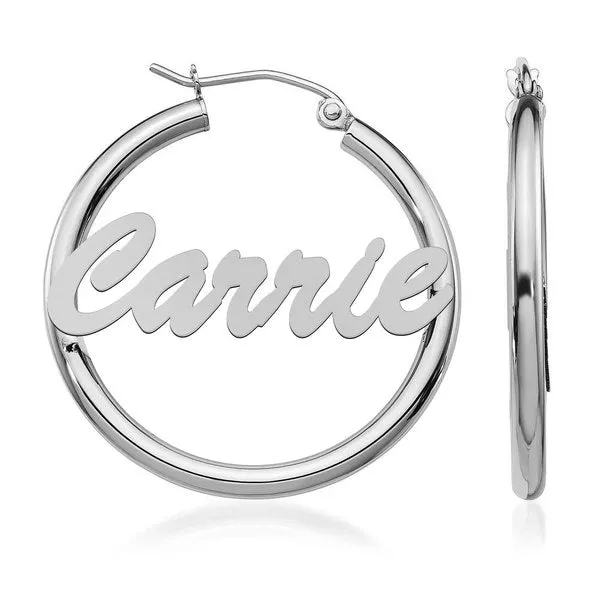 Pair Of Script Hoop Name Earrings Jewelry