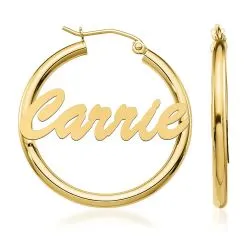 Pair Of Script Hoop Name Earrings Jewelry