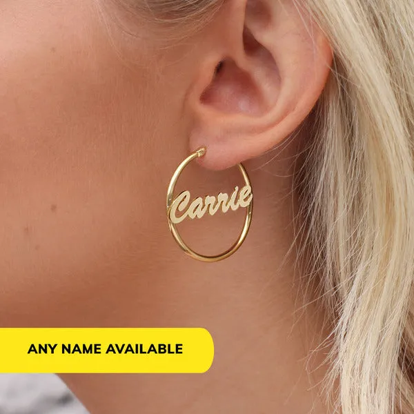 Pair Of Script Hoop Name Earrings Jewelry