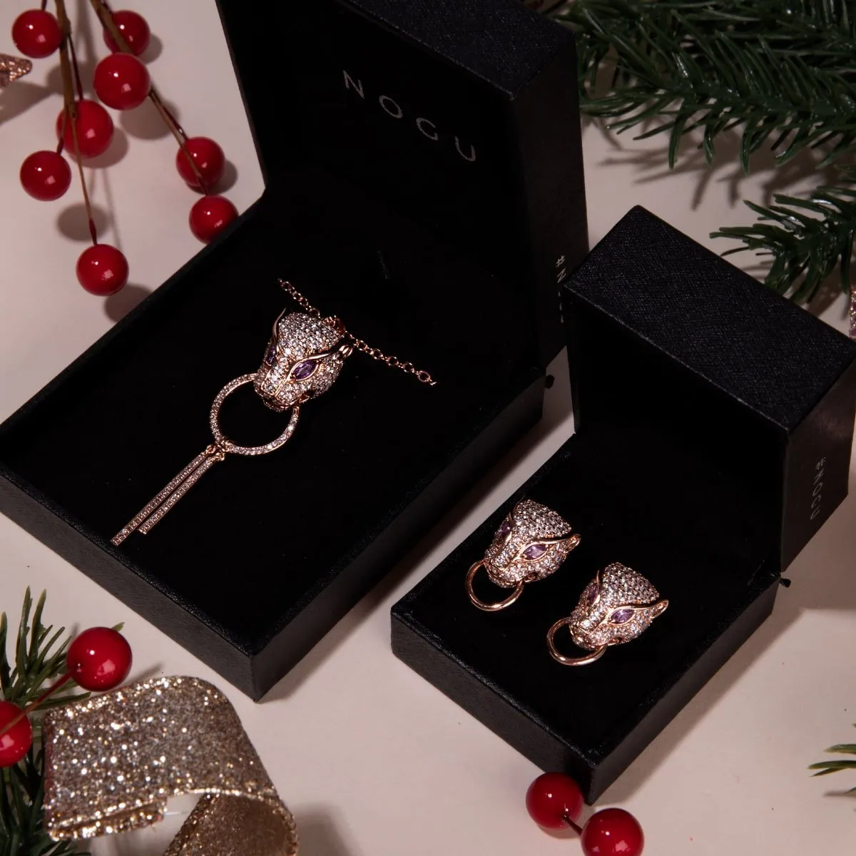 Panthera by Keysi Sayago | 18k Rose Gold | Cubic Zirconia Crystal Necklace