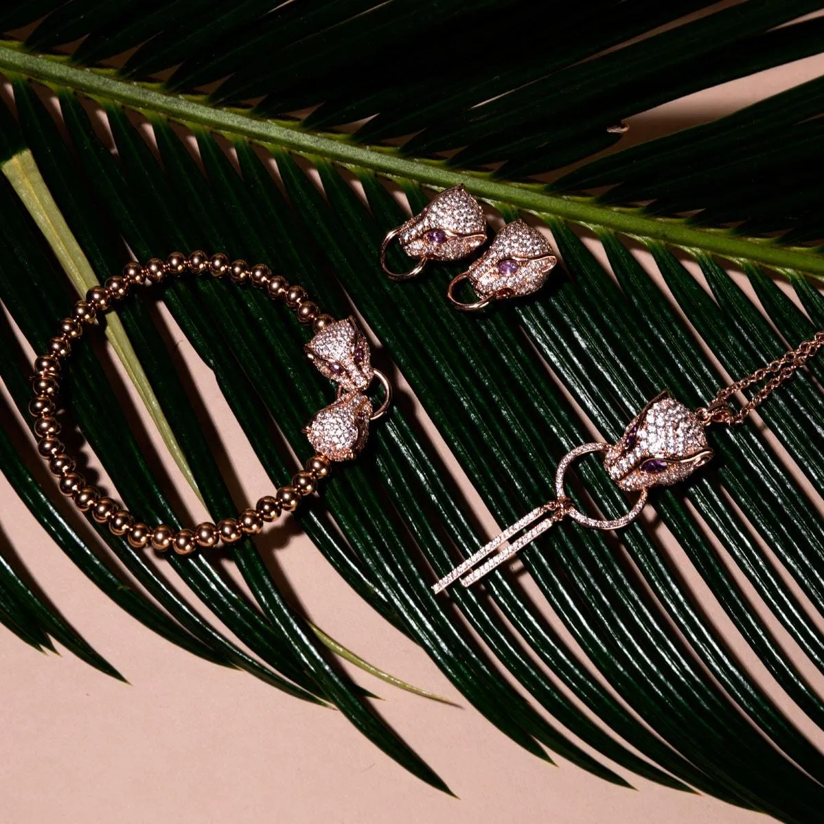 Panthera by Keysi Sayago | 18k Rose Gold | Cubic Zirconia Crystal Necklace