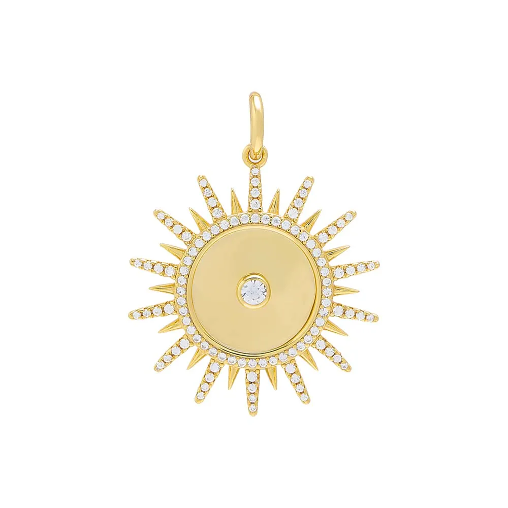Pavé / Solid Spike Medallion Necklace Charm