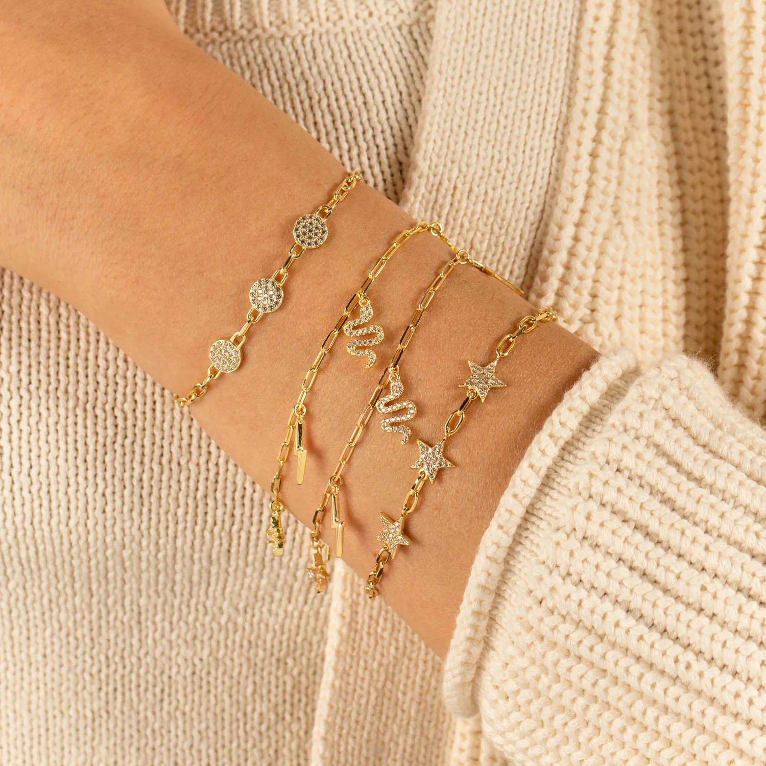 Pavé Triple Disc Chain Bracelet