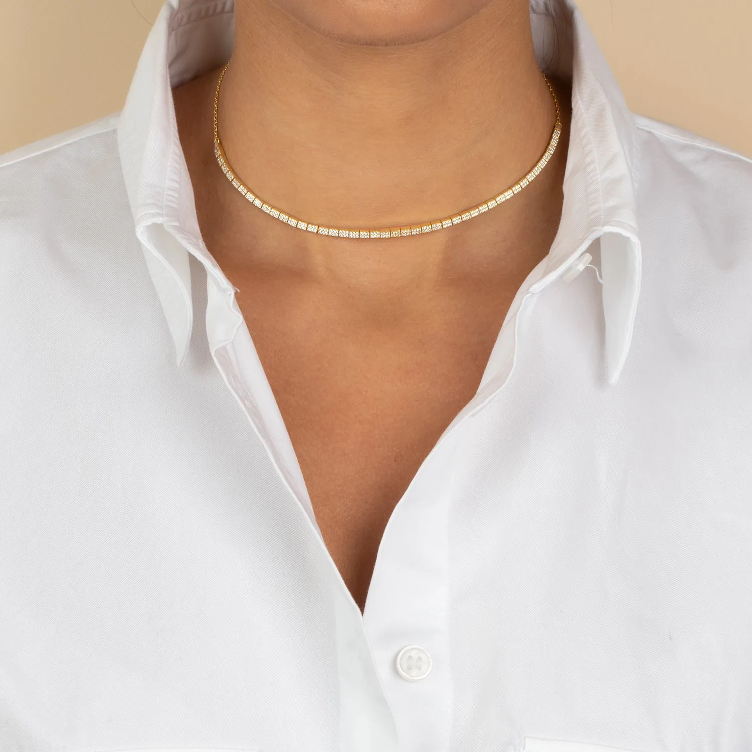 Pave Square Half Tennis Choker