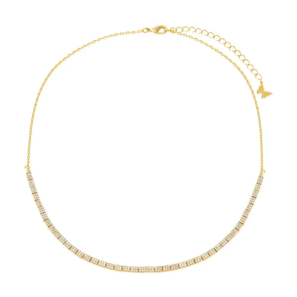 Pave Square Half Tennis Choker