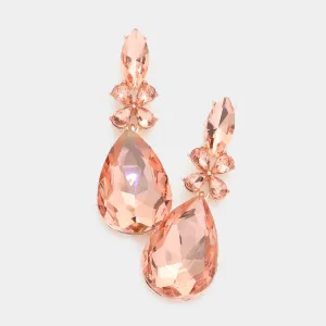 Peach Teardrop Dangle Earrings | Pageant Drop Earrings |  577756