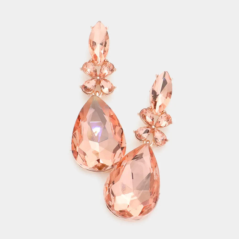 Peach Teardrop Dangle Earrings | Pageant Drop Earrings |  577756