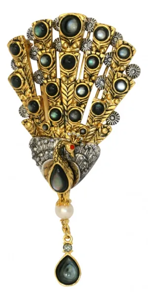 Peacock Brooch and Pendant With Chain