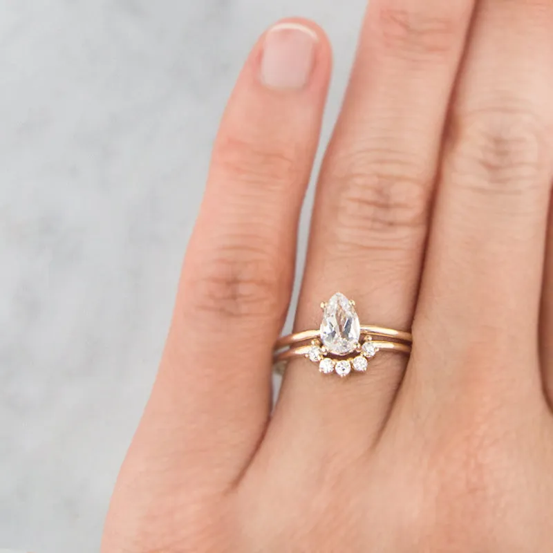 Pear Cut White Sapphire Ring