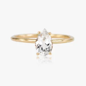 Pear Cut White Sapphire Ring