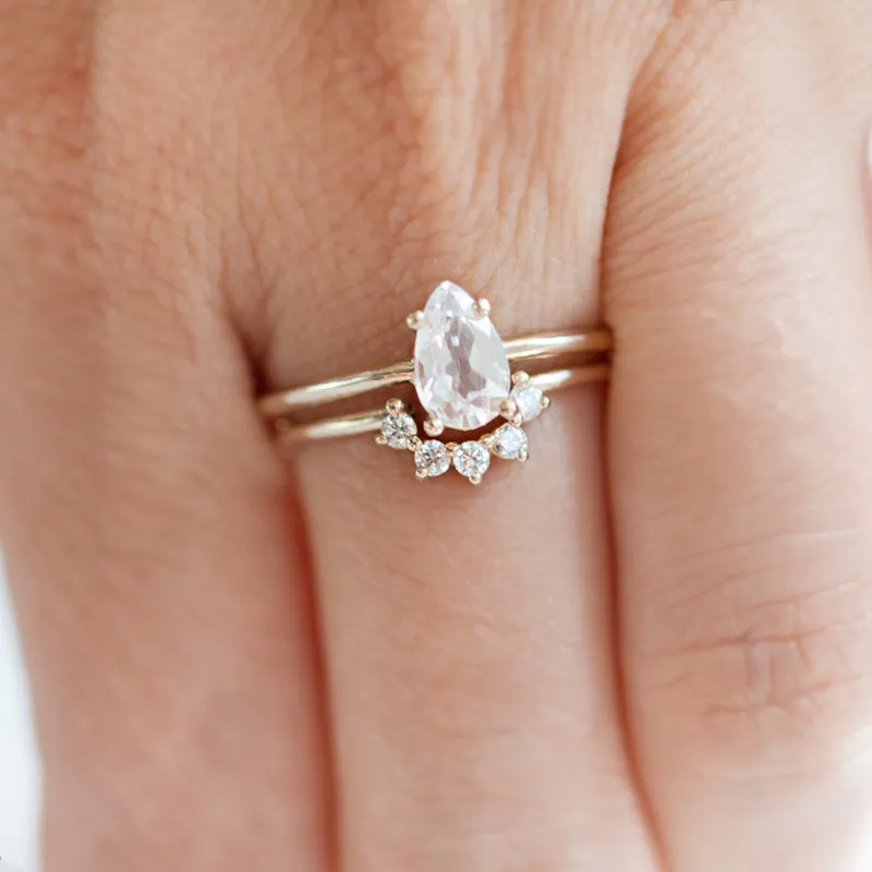 Pear Cut White Sapphire Ring