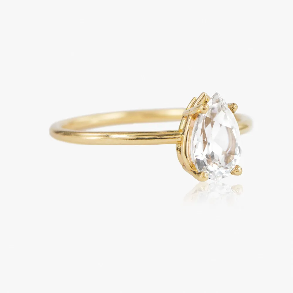 Pear Cut White Sapphire Ring
