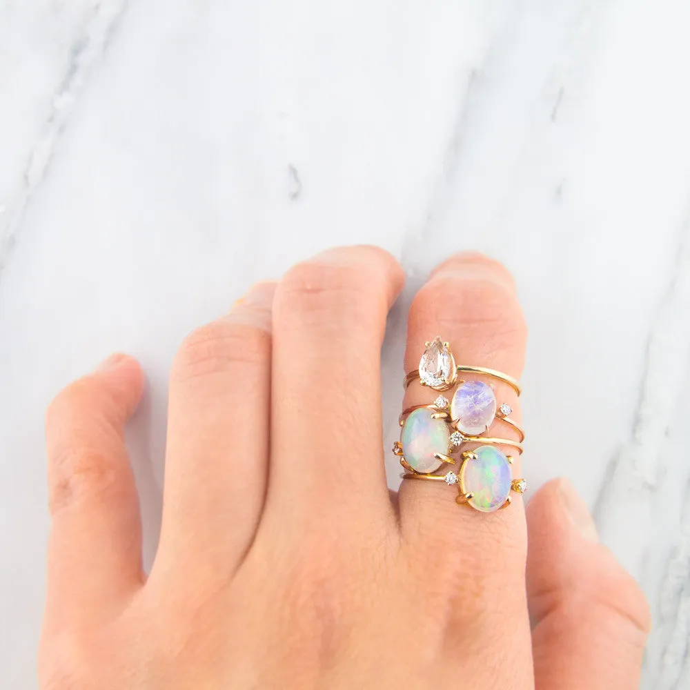 Pear Cut White Sapphire Ring