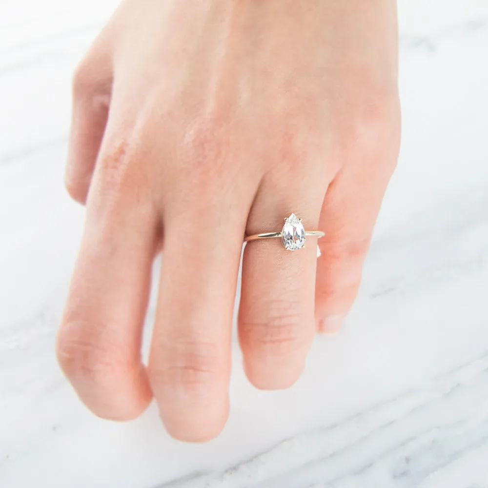 Pear Cut White Sapphire Ring