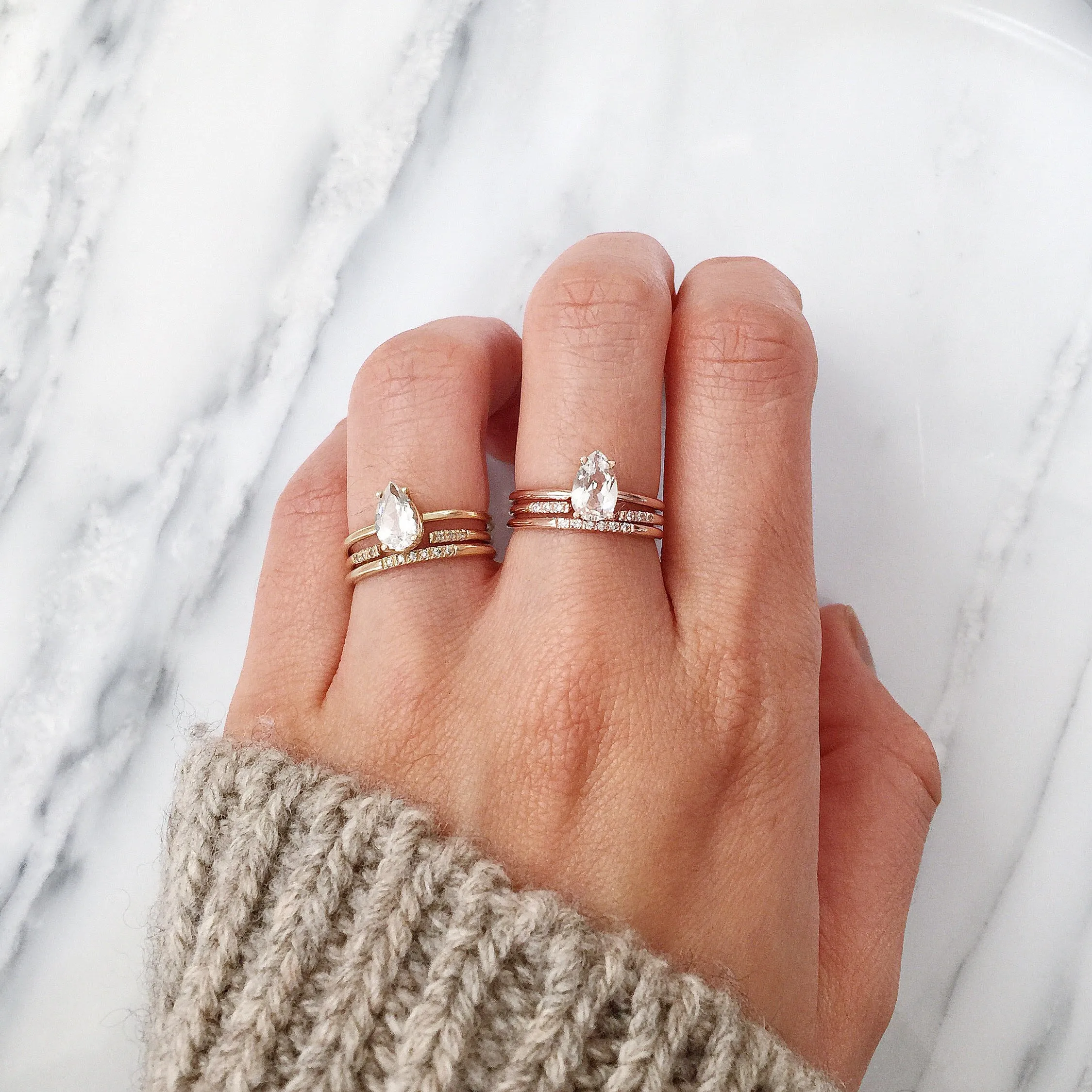 Pear Cut White Sapphire Ring