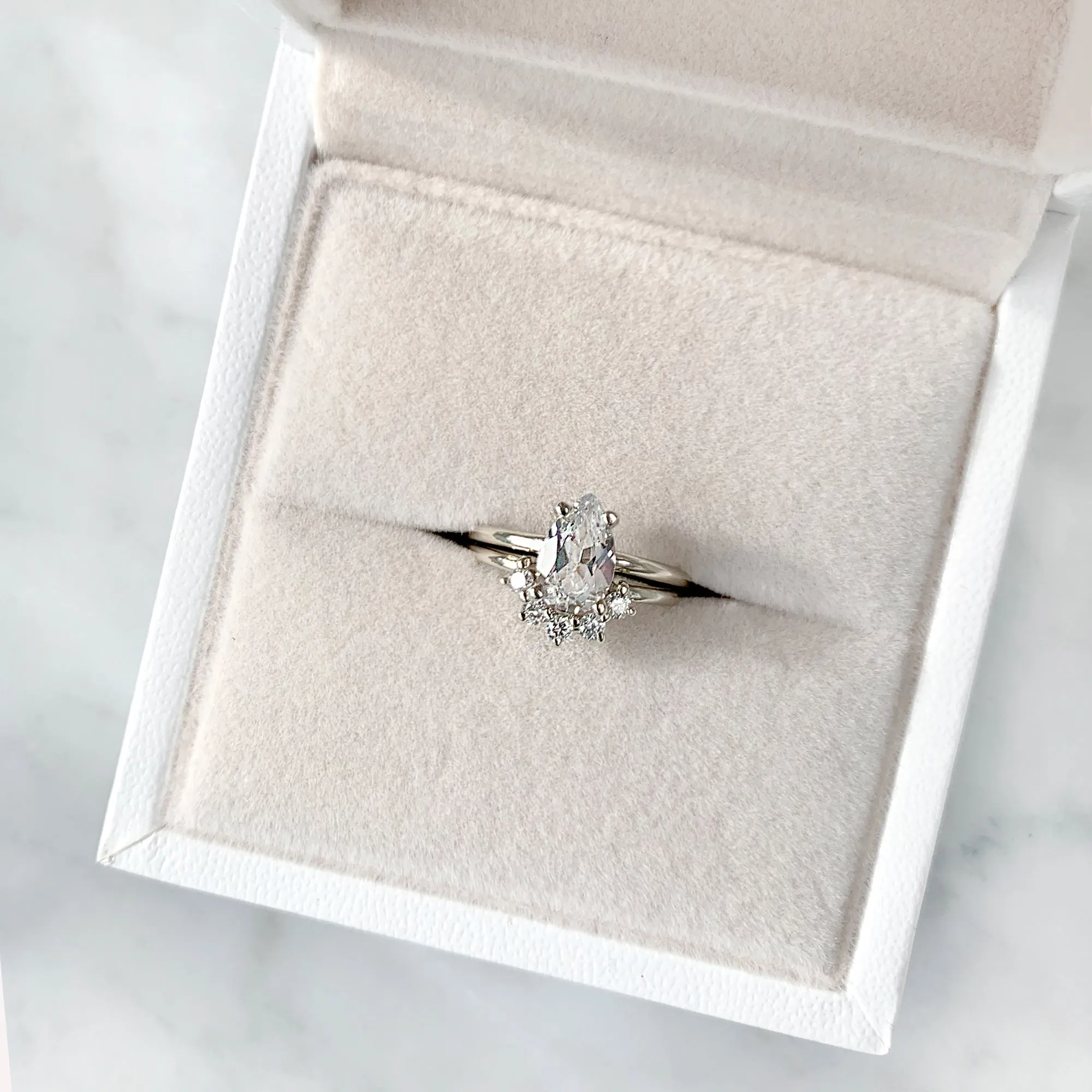 Pear Cut White Sapphire Ring