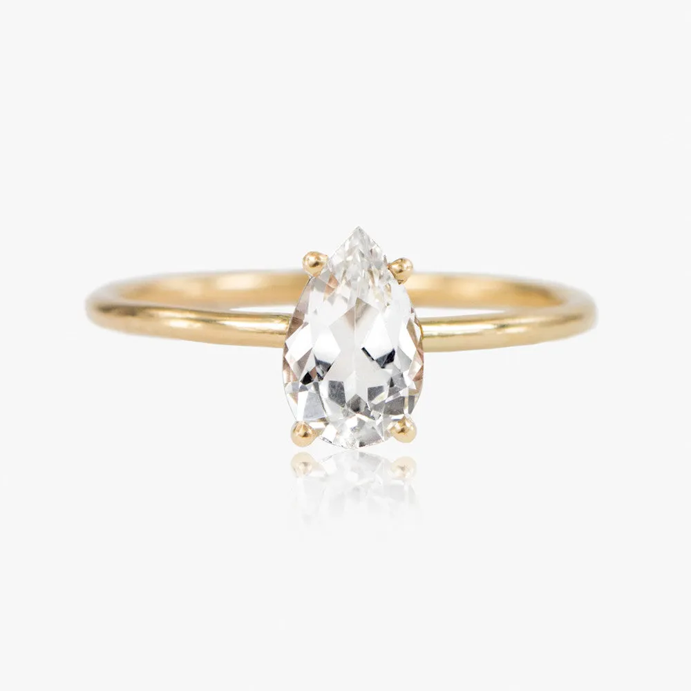 Pear Cut White Sapphire Ring