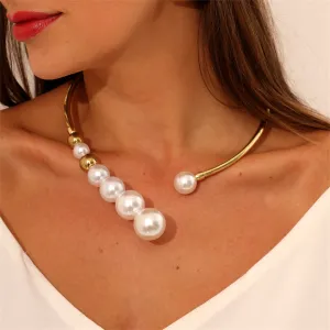Pearl & 18K Gold-Plated Ball Collar Choker