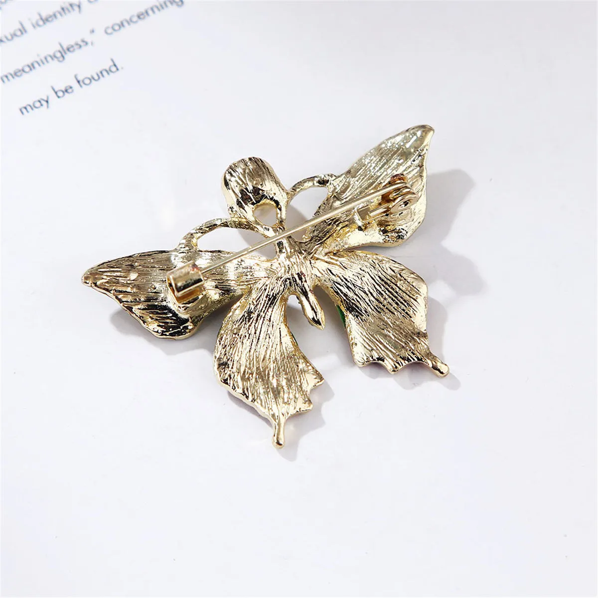 Pearl & Cubic Zirconia Multicolor Enamel 18K Gold-Plated Butterfly Brooch