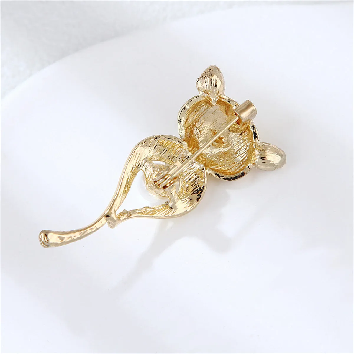 Pearl & Enamel 18K Gold-Plated Fox Brooch