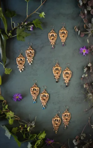 Pearl & Moonstone Peacock Palace Earrings