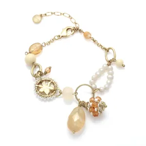 PEARL AND CREAM STONE MIX CHARM  BRACELETS #234BG2101 (1E15)