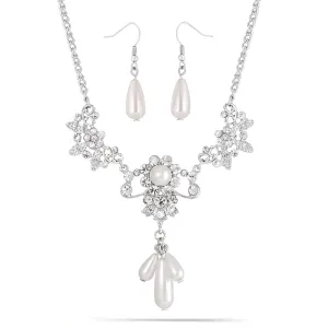 PEARL CRYSTAL EARRINGS AND NECKLACES SET #ADX6812036 (SHD11)