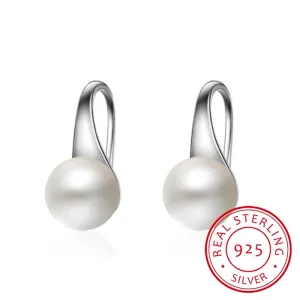 Pearl Hook Dangle Earring Pure 925 Sterling Silver