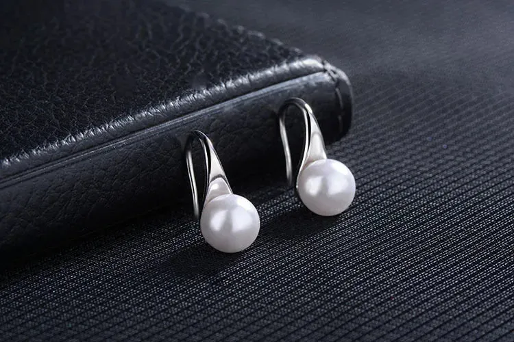 Pearl Hook Dangle Earring Pure 925 Sterling Silver