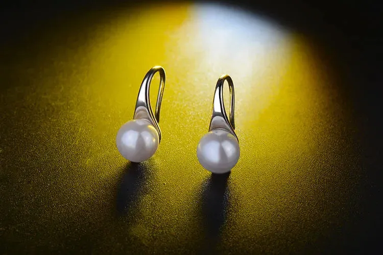 Pearl Hook Dangle Earring Pure 925 Sterling Silver